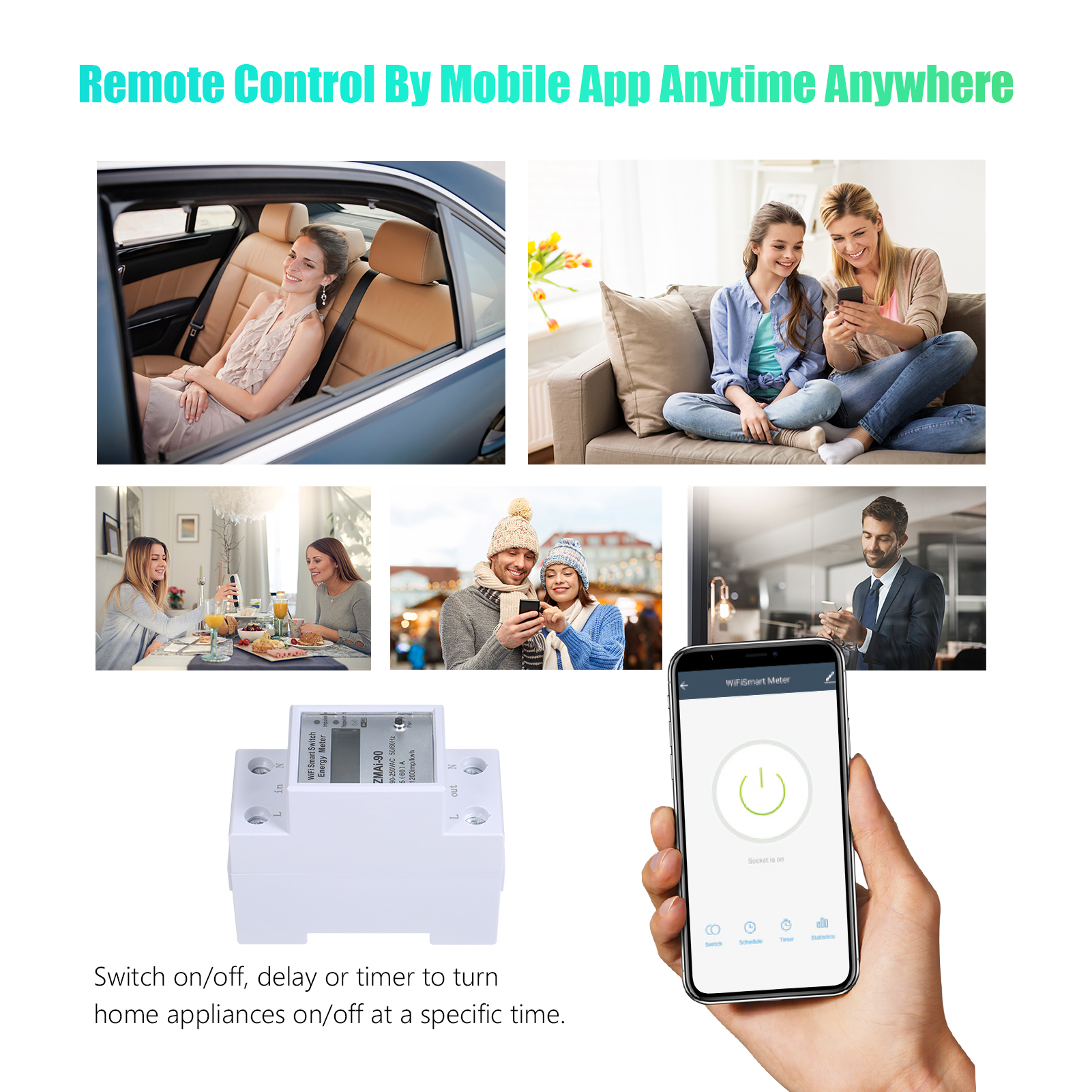 Wifi Smart Home Energy Monitor Real Time Electricity Meter Easy Installation Remote APP Control
