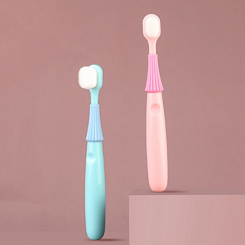Cepillo de dientes pequeño con forma de paraguas para niños, de pelo suave cepillo de dientes, color azul y rosa, 1-2-3 años