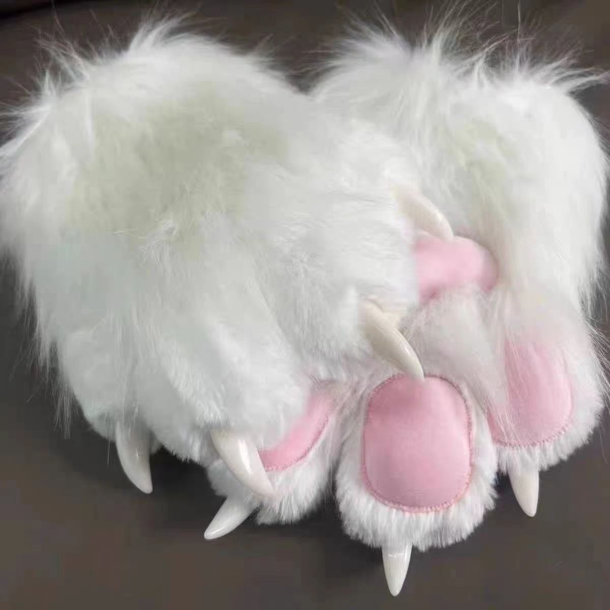 Kig fursuit kigurumi peludo animal garras unhas luvas cosplay traje wearable peludo animal pata cosplay adereços: Bege