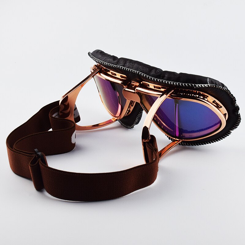 Mjmoto merk leren motorbril vintage gafas moto vintage helm steampunk koperen bril pilotenbrillen motorbrillen