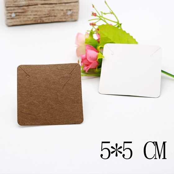 Multi Size 100pcs Kraft Handmade Earring Card with Colorful Pattern Printed Paper Packaging Earring Cards Jewelry Displays Cards: 5x5cm kraft 1