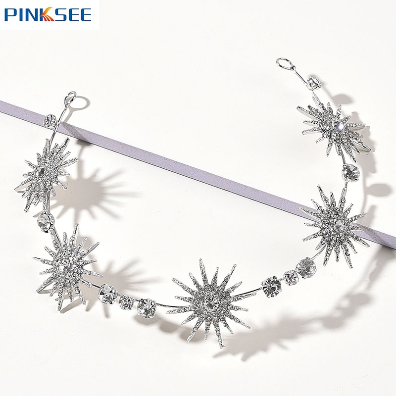 Luxe Bruidshaarsieraden Ster Hoofddeksels Kroon Steentjes Kristallen Hoofdbanden Tiara's Bruiden Meisjes Hoofddeksels Bruiloft Accessoires