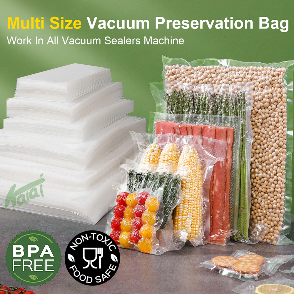 Bolsas de vacío de cocina para sellador al vacío de alimentos, máquina de embalaje, bolsa de almacenamiento de alimentos, accesorios de cocina sin BPA, 100 unids/lote