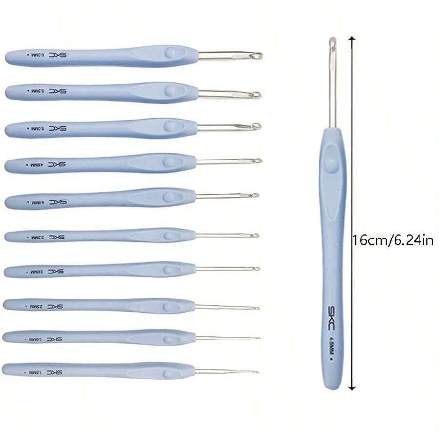 10 Uds. Gancho de aluminio con mango suave, ganchos de ganchillo SKC, puntadas, agujas de tejer, herramienta artesanal para tejer a mano, accesorios de costura DIY