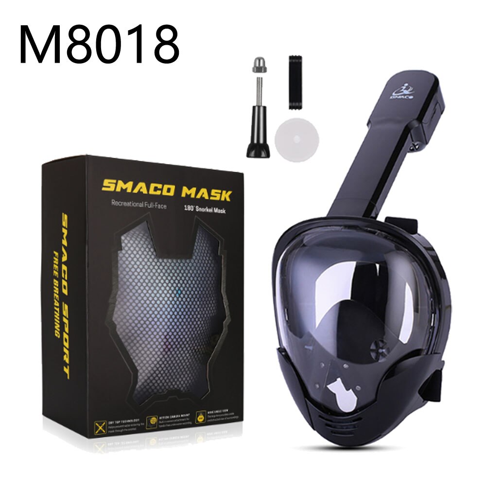 Conjunto de máscara de esnórquel de cara completa, máscara de buceo subacuática, entrenamiento de buceo, Mergulho, cámara Gopro, novedad de: M8018 Black / L / XL