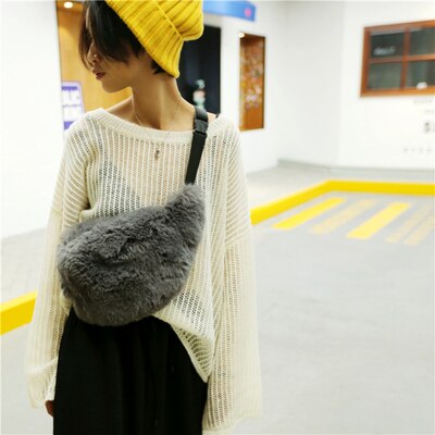 Pelliccia del Faux per le Donne Alla Moda di Inverno Della Peluche Sacchetto Della Vita Femminile casuale Borsa con Tracolla Sacchetto Del Telefono anca culo Borsa 2019