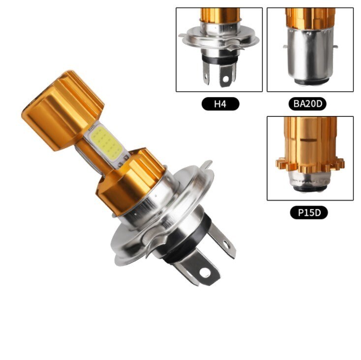 H4/P15D/BA20D 18W Led 3 Cob Motorfiets Koplamp Lamp 2000LM 6000K Hi/Lo Beam licht