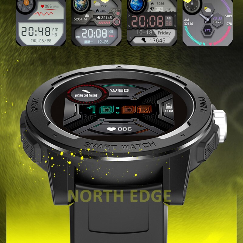 Noord Rand Mannen Digitale Horloge Mannen Mode Sport Horloges Volledige Touch Screen Hartslag Stappenteller Stopwatch IP68 Waterdichte Klok