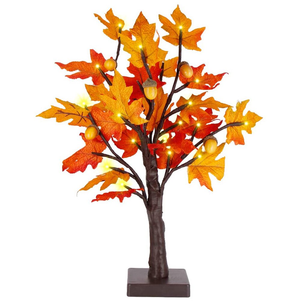 24 LED Künstliche Herbst Ahorn Batterie Betrieben Tabletop Licht Herbst Ahorn Blätter Acorn Baum Tisch Lampe Hochzeit Hause Dekoration: Default Title