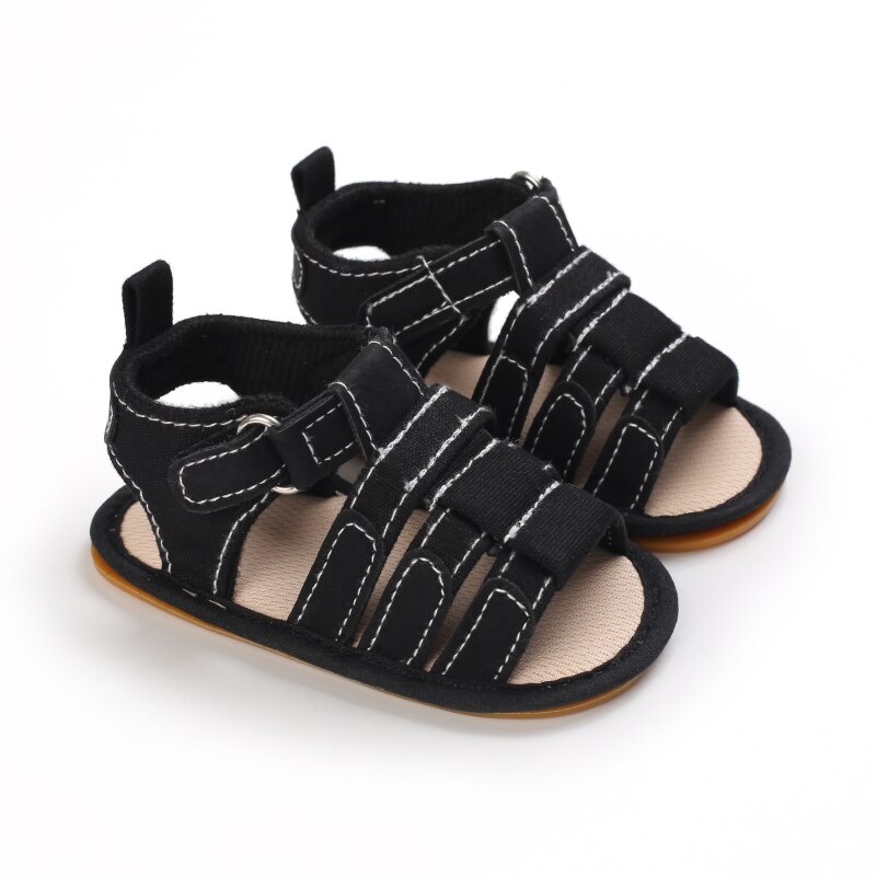 Sandales en caoutchouc souple pour garçon, chaussures d'extérieur antidérapantes, décontractées, pour les premiers pas: black / 13-18 mois