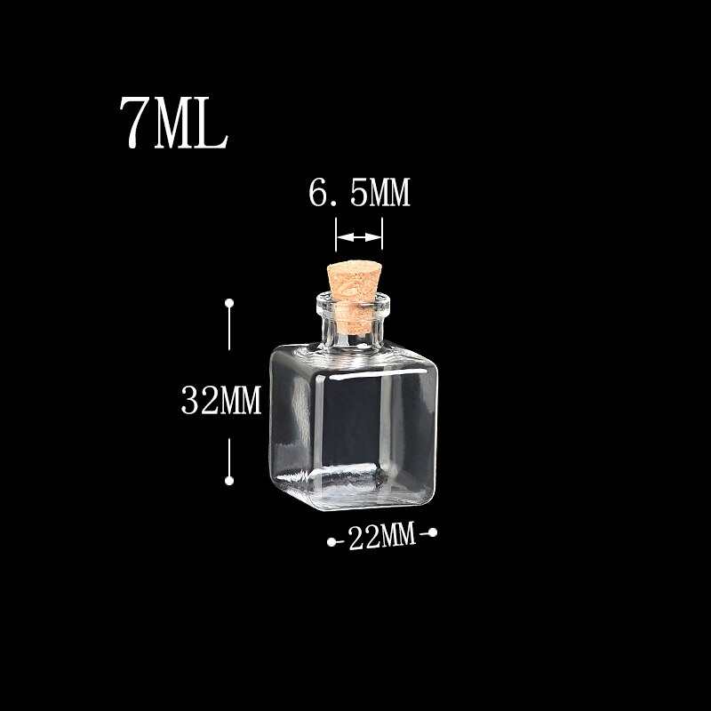 Mini Glass Bottles Corks Small Diy Bottles Cute Jars Christmas Wedding Vials Empty Bottles 100pcs: Square