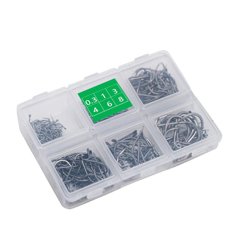 Anzuelos de pesca con púas, juego de anzuelos individuales, accesorios de pesca con mosca, anzuelo de mar de acero al carbono, 240 unids/lote por caja