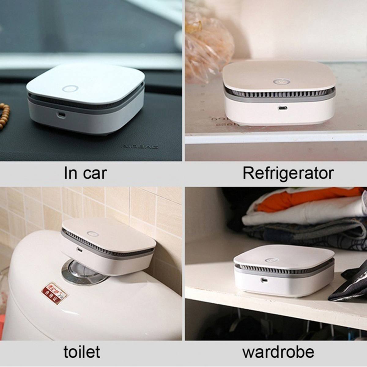 Mini Air Purifier Smart Portable Fridge Freshen Air Cleaner Ozone Anion Generator USB Rechargeable Kitchen Auto Home Clear Odor