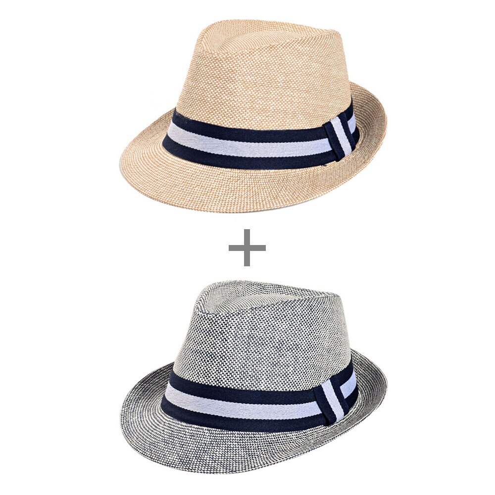 [AETRENDS] europejski mężczyzna klasyczne słomiane kapelusze fedora dla mężczyzn czapka jazzowa rozmiar 58CM Z-5314: Beige i szary
