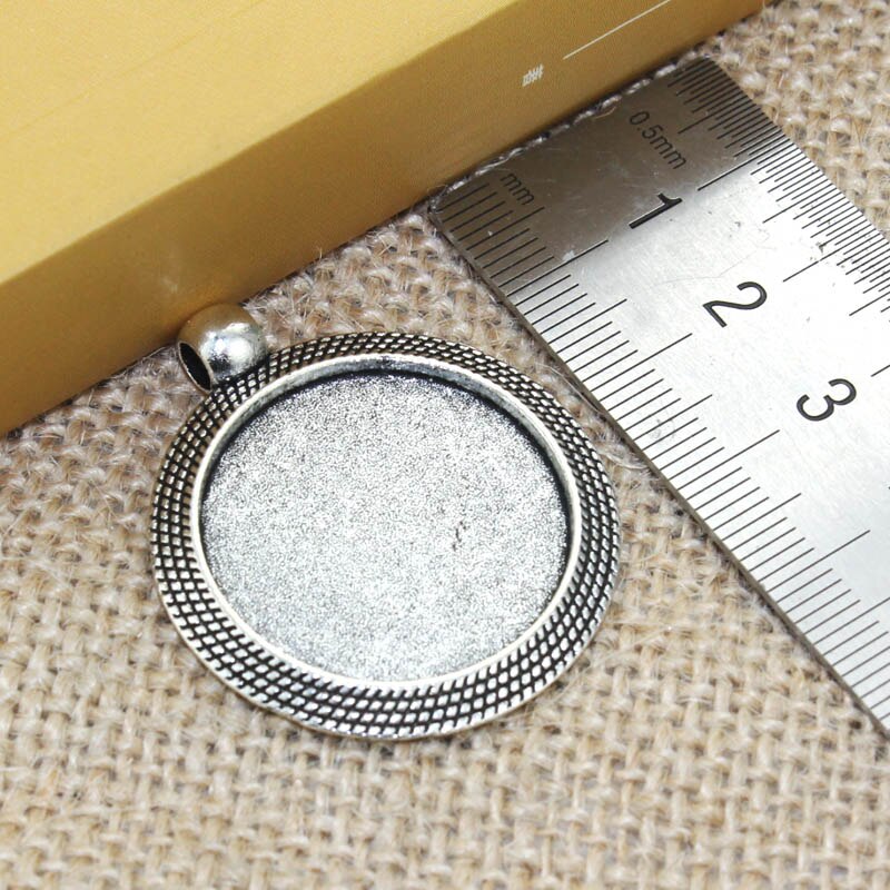 5 teile/los 25mm Innere Größe zink-legierung Einfache Halskette Anhänger Miniatur Cabochon Basis Basis Tablett Lünette leer F-020114