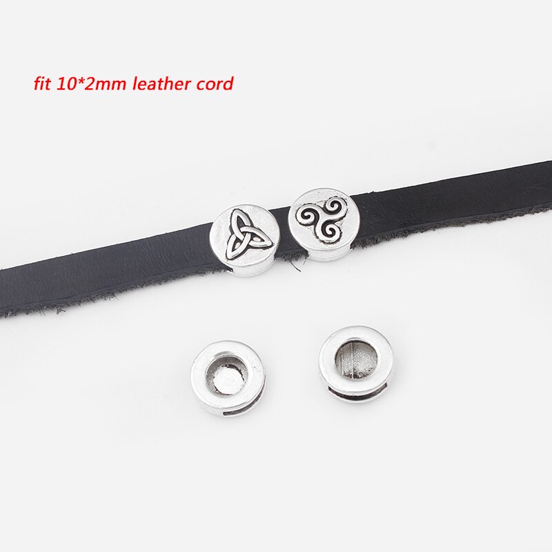 1 pacote antigo redondo triskele trisk espiral slider espaçador caber 10mm cabo de couro liso pulseira jóias descobertas fazendo