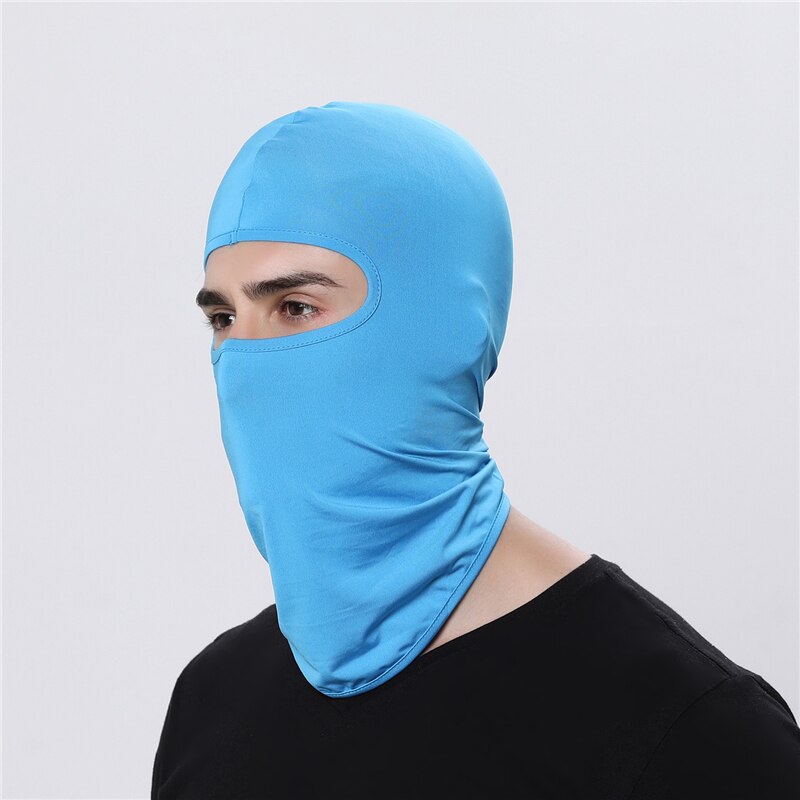 Motorfiets Gezichtsmasker Fietsen Bivakmuts Full Cover Gezicht Masker Hoed Bivakmuts Lycra Ski Neck Zomer Zon Ultra Uv Bescherming Dunne: Sky Blue