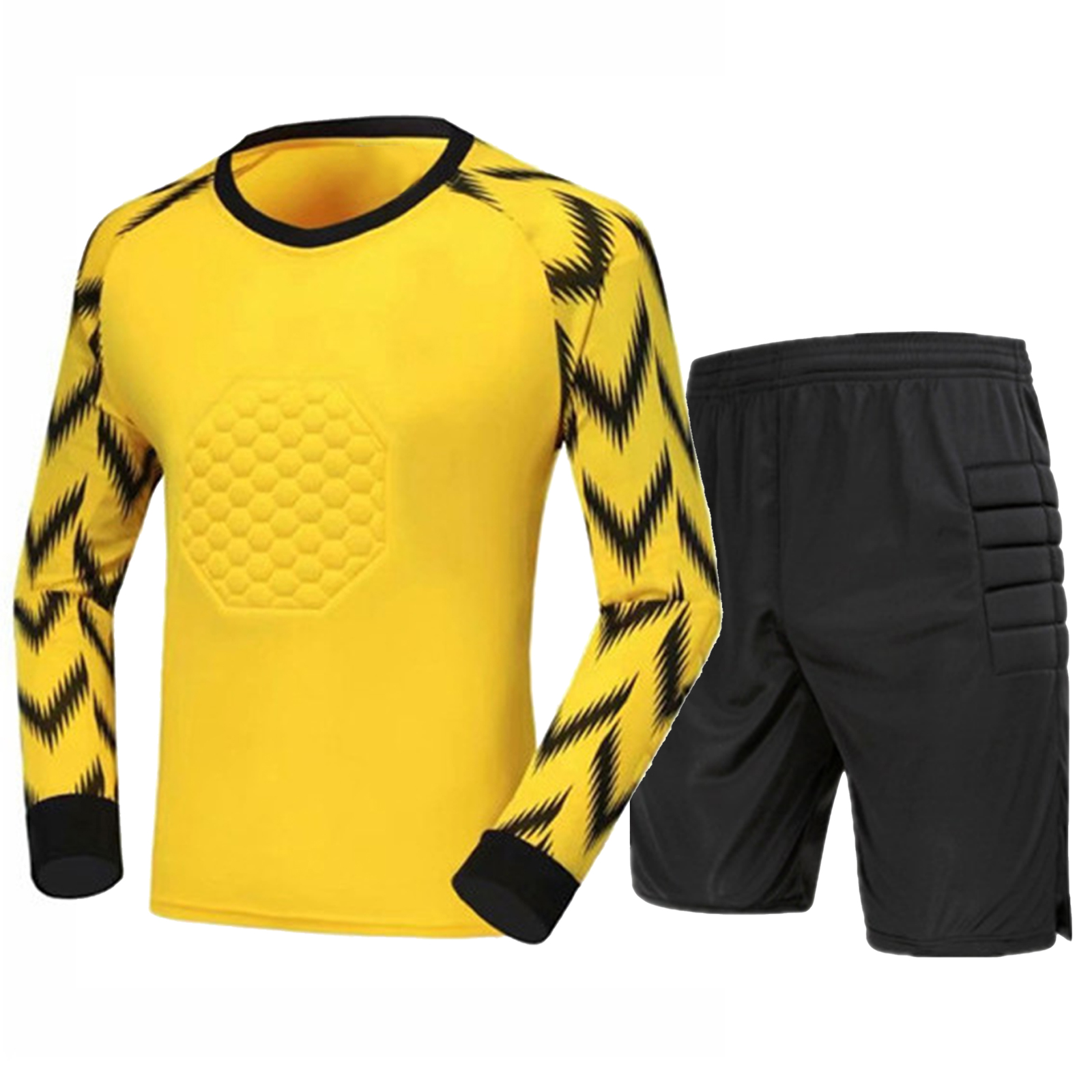 Kids Boys Soccer Goalkeeper Outfit Football Basketball Game Training Uniform Long Sleeve Soft Padded Top with Shorts Sportswear: XS / Gold