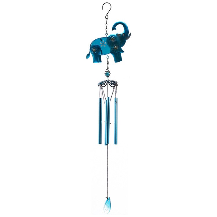 1PC petit éléphant métal vent carillons verre peint artisanat ornements créatifs exquis jardin balcon bleu pendentifs: ZY000036-Highnose