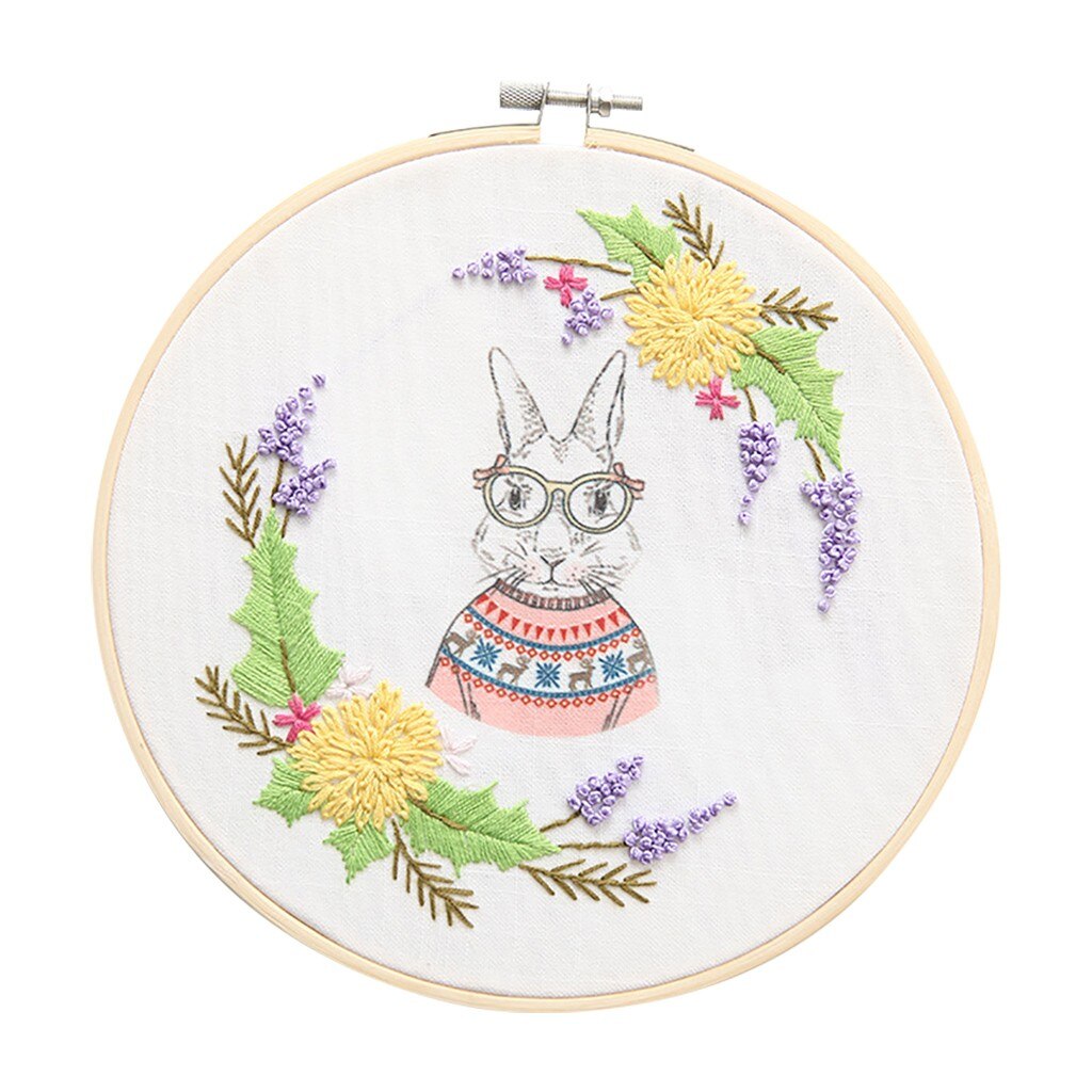 Modern Diy Embroidery Handwork Needlework For Beginner Cross Stitch Kit Ribbon Painting Embroidery Hoop #YJ: H