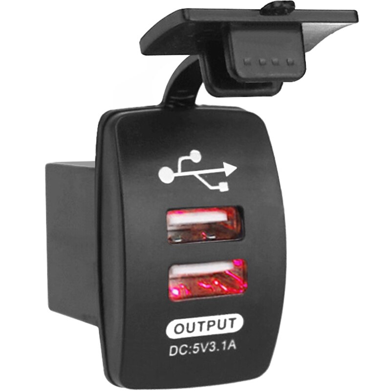 Wasserdicht 12V 24V Mini Mikro Dual USB Stecker Auto Motorrad Zigarette Leichter Buchse Auto Ladegerät 3,1 A USB ladegerät DIY Ladung: rot hell