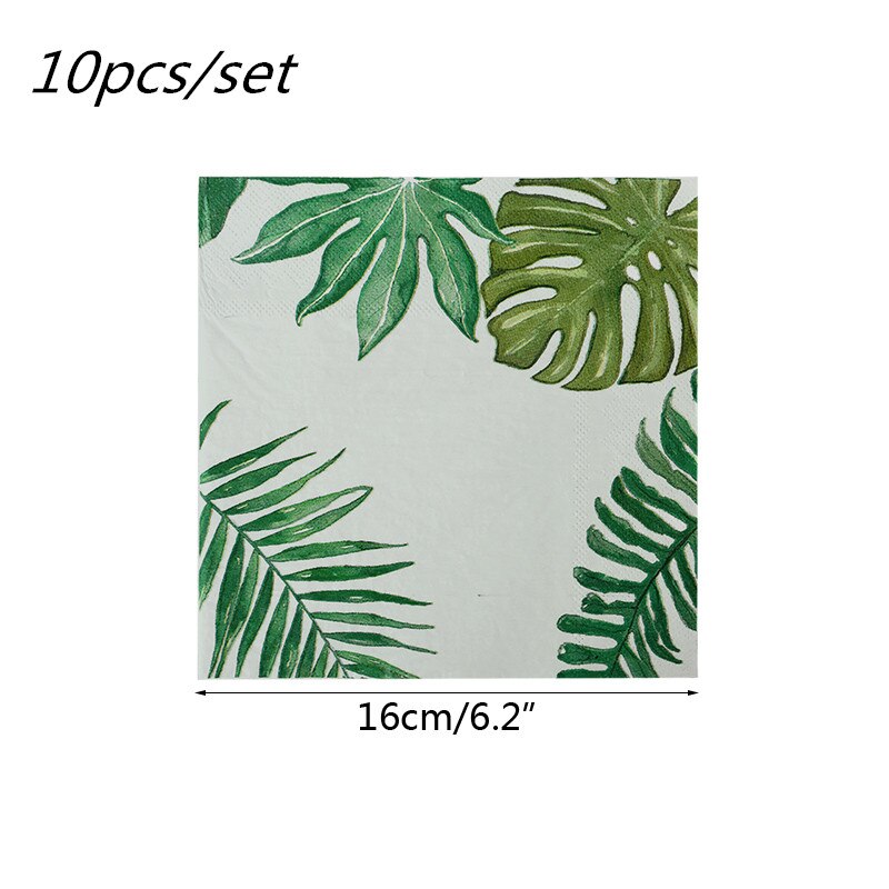 Hawaiisk festindretning palmeblade bunting banner papir tallerkener kop servietter engangsservice sæt sommer tropiske festartikler: X03