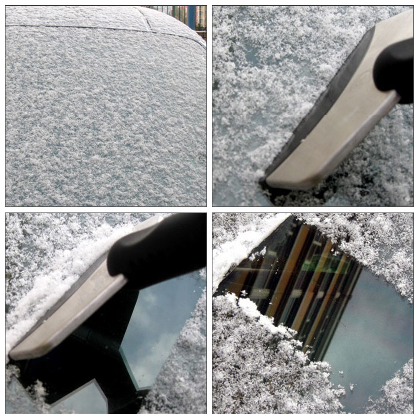 Sneeuwschuiver voor auto's, ruitenkrabber van roestvrij staal, verbeterde, stevige, mat rubberen handgreep, ontdooischep voor koelkasten