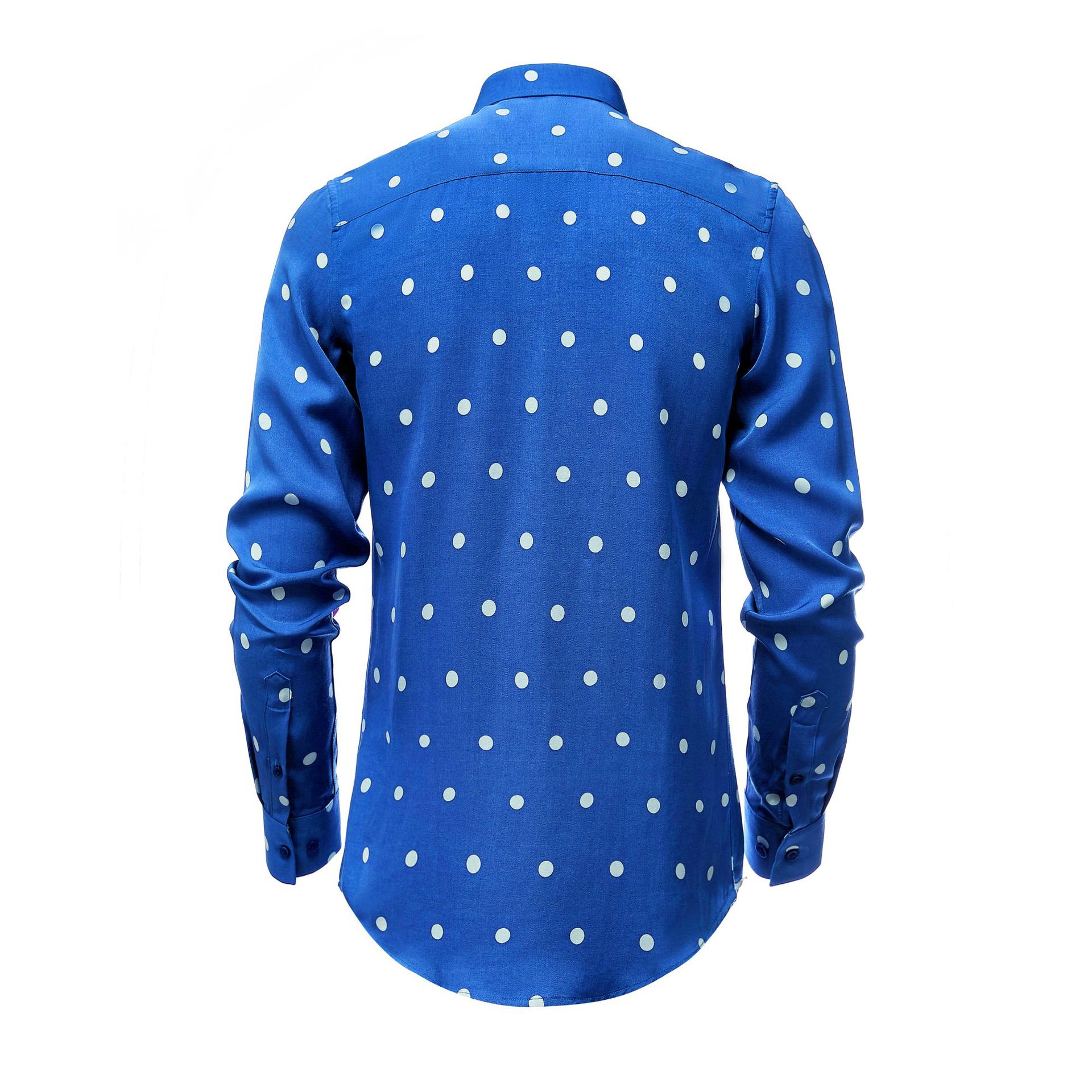 Lyocell-camisas de vestir de manga larga para hombre, camisas ajustadas con estampado de lunares para , talla grande 4xl