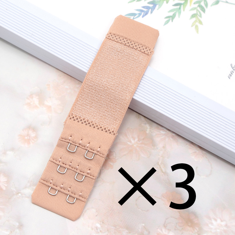 Extensores de correa de extensión de sujetador con 2 ganchos para mujer, hebilla de cinturón ajustable, correa de extensión de sujetador elástico de nailon, expansor de Clip de gancho, 3 uds.: Beige