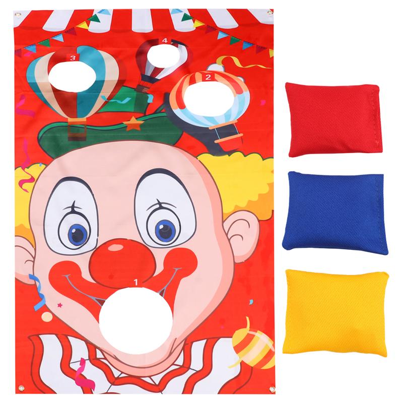 Halloween clown sandsäck spel flaggor kasta hängande flaggor roliga utomhus spel cirkus tillbehör med 3 st slumpmässig färg sandsäck: C