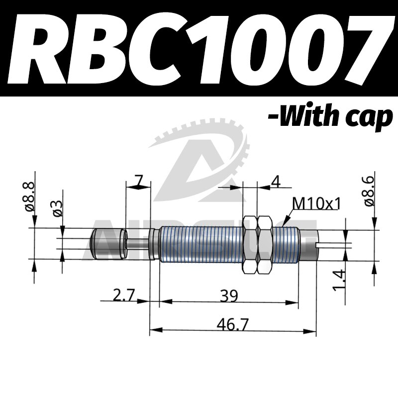 Pneumatisk hydraulisk støtdemper justerbar hydraulisk buffer rb serie  rb0805 rb1007 med hette rbc 1007 rbc 2725: Rbc 1007