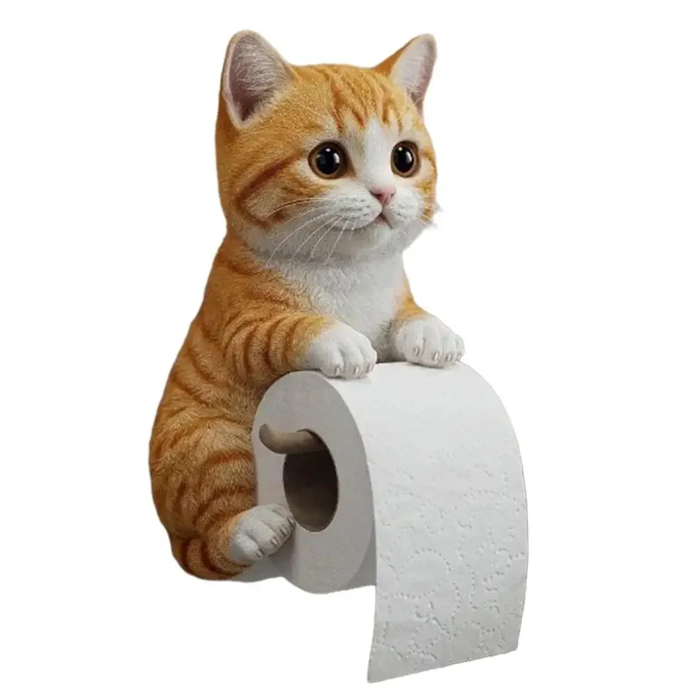 3D Printed Cat Paper Towel Holder – Realistic Wall-Mounted for Bathroom Easy Installation Decorative Toilet Paper Holder: Dark Khaki