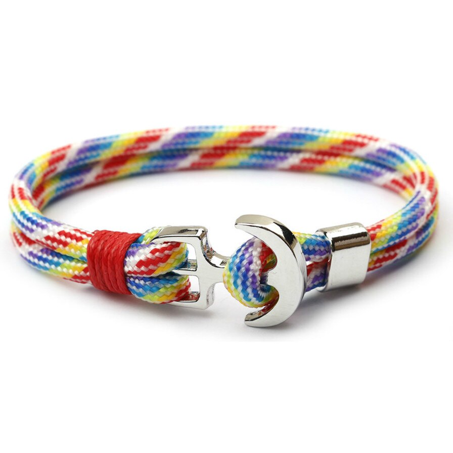 bateau ancre hommes foulard de tête pour femme Bracelets nautique survie corde chaîne Paracord Bracelet mâle Wrap métal crochets