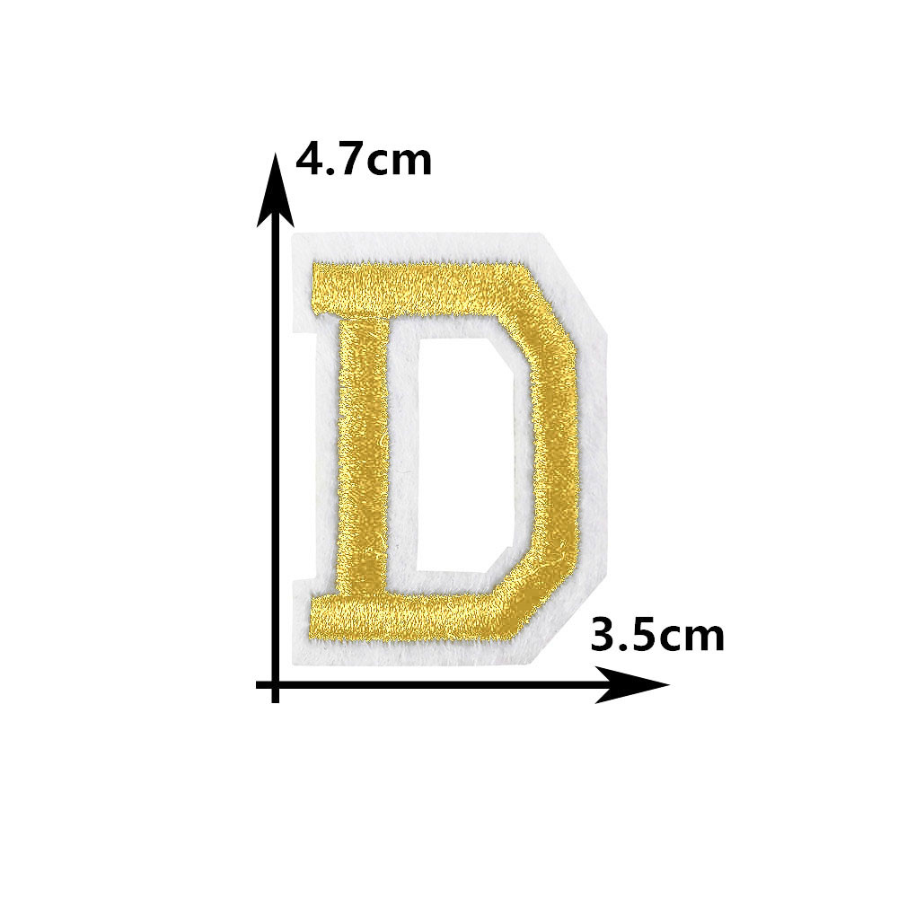 Parche bordado para planchar adhesivo termofusible con 26 letras doradas en inglés, parche decorativo para costura DIY para ropa
