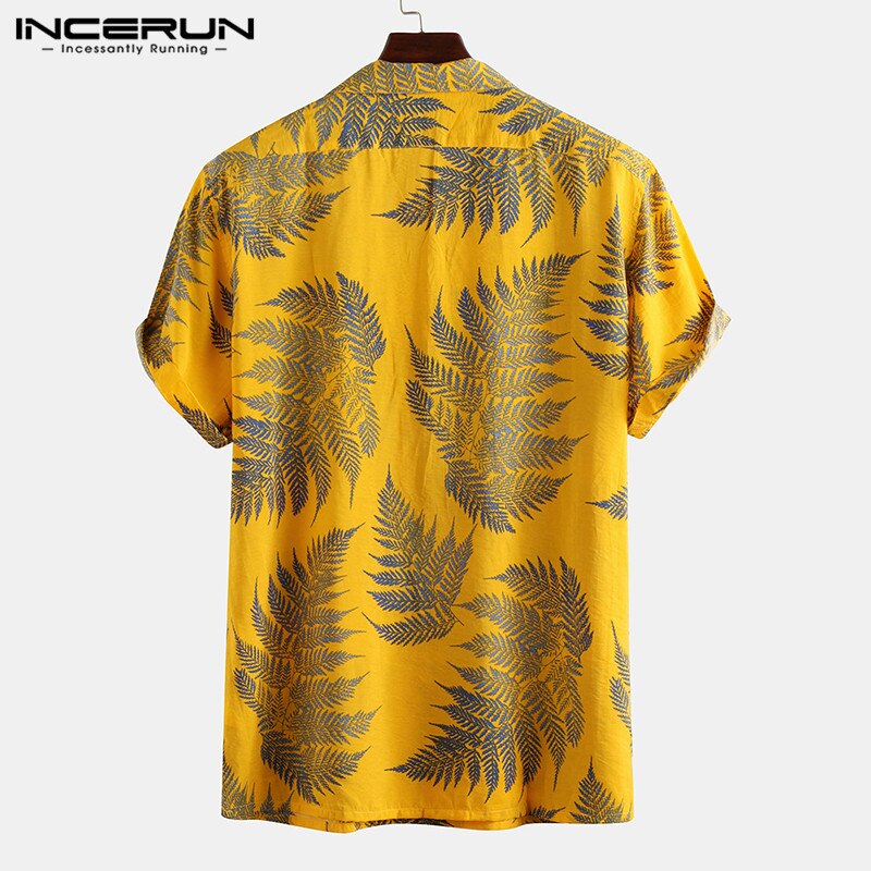 Utskrift män hawaiisk skjorta tropisk kortärmad semester 2022 kavajknapp manliga strandskjortor casual streetwear camisa incerun