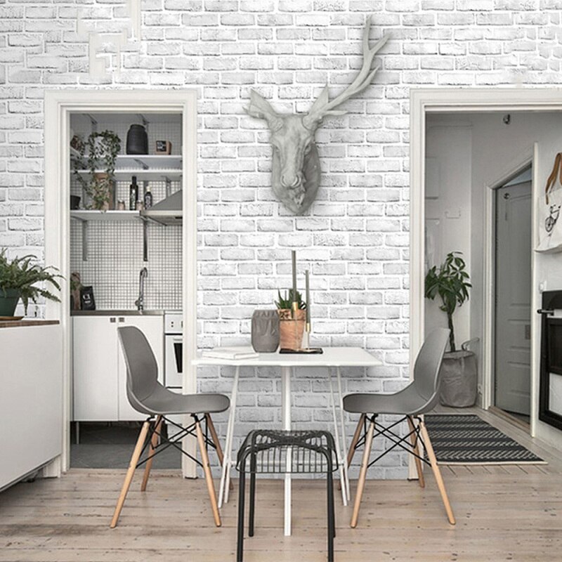1M Wit Baksteen Patroon Behang Nordic Zelfklevende Muursticker Voor Diy Woonkamer Slaapkamer Achtergrond Wanddecoratie