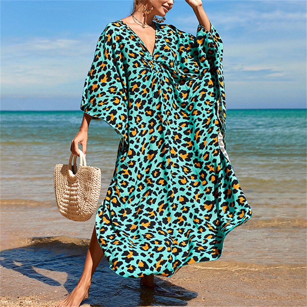 2022 Kaftan Strand Zebra Print Snakeskin Badpak Cover Up Kimono Plage Strand Gewaad Femme Lange Jurk Sarong Jurk Beachwear: ZS1770-5