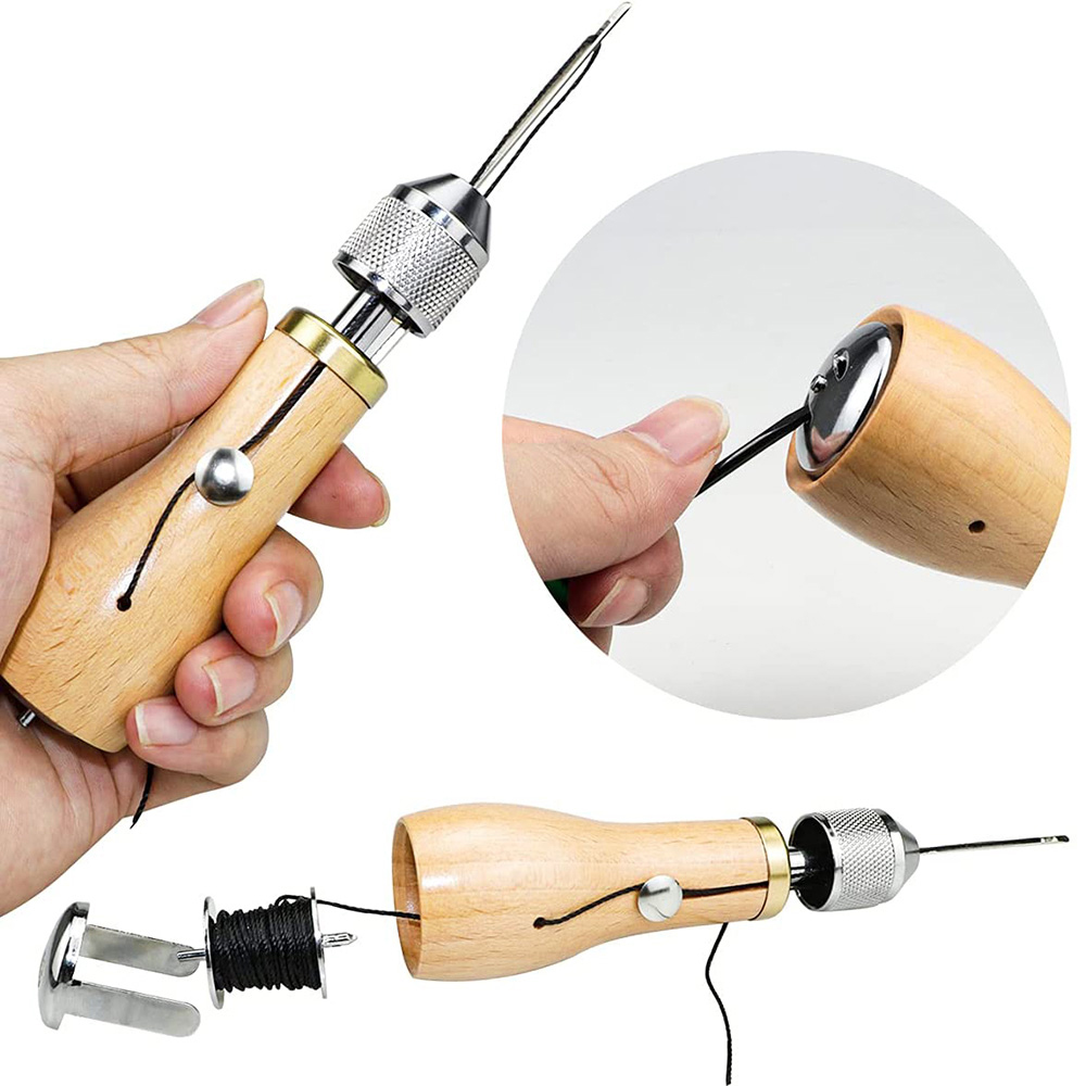 Læder syning syl tråd sæt gør-det-selv håndværk syværktøj hurtig stitcher læder håndværk syning lærred skomager reparationsværktøjer  d30