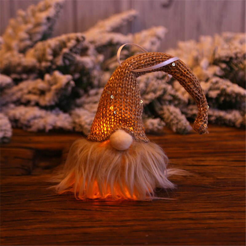 Kerstmis, gezichtsloze kabouter, kerstman, kerstnachtlampje, gloeiende boom, hangend ornament, poppendecoratie voor thuis, hangerbenodigdheden: A