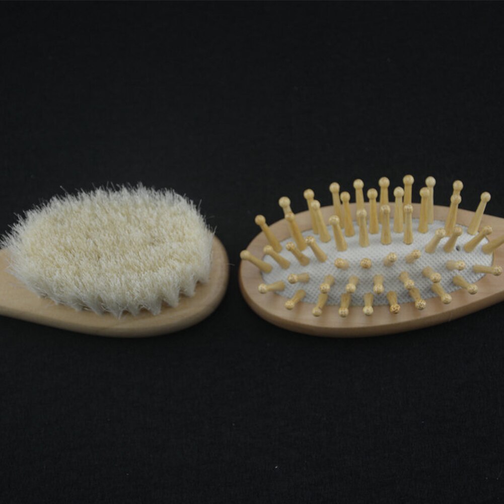 Soin des enfants unisexe Massage du corps sec Mini bain douche en bois bébé peigne Kit doucement pratique brosse à cheveux poils doux antistatique