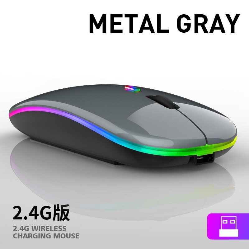 Dual-Mode Bluetooth 2.4G Wireless Mouse for Laptop Rechargeable Mouse Wireless Computer Silent Mause Mini Optical Mouse: 2.4G Grey