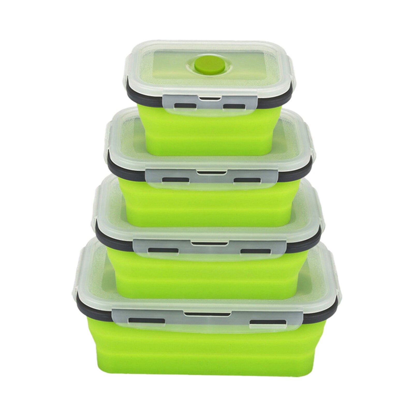 4 Pcs Silicone Collapsible Outdoor Lunch Box Food Storage Container Eco-friendly Microwavable Portable Reusable Picnic Camping: Default Title