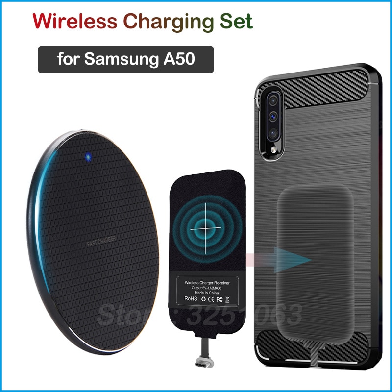 Dispositivo de carga inalámbrica Qi para Samsung Galaxy A50, cargador inalámbrico y adaptador USB tipo C, receptor de carga, funda de teléfono de A50