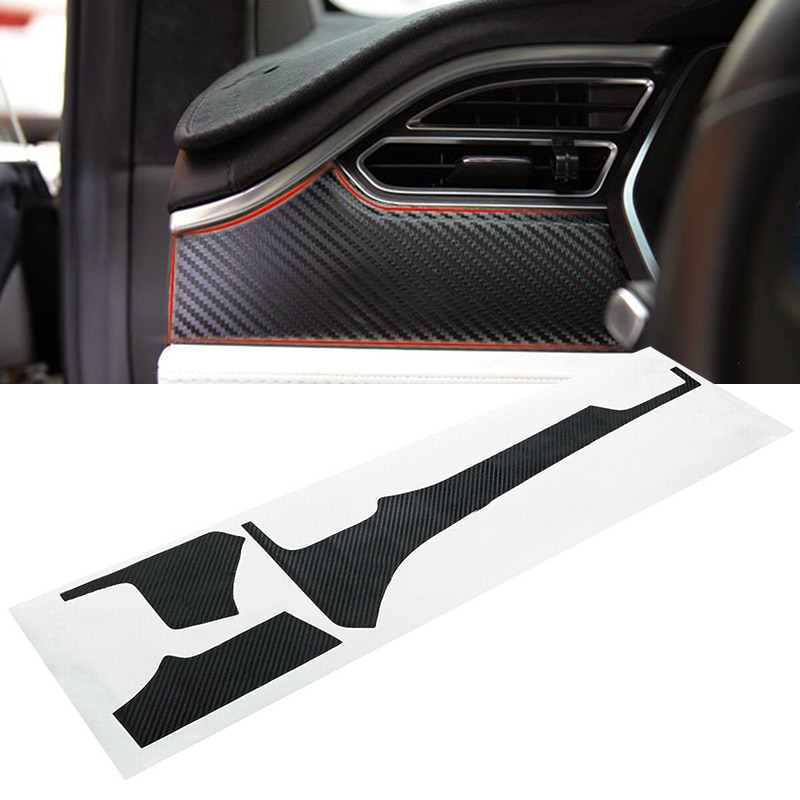 4 Stks/set Carbon Fiber Kits Set Auto-interieur Sticker Accessoires Onderdelen Voor Tesla Model X S Dashboard Centrale Armsteun