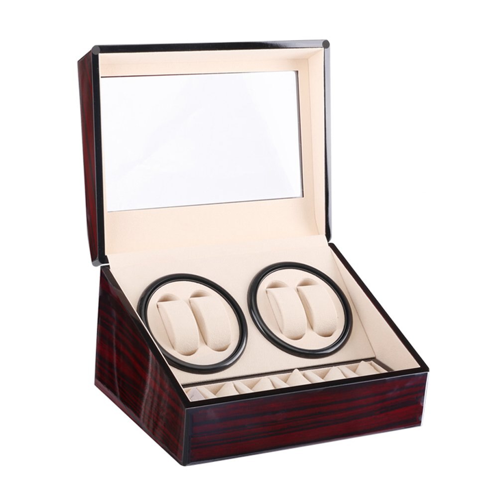 Auto Houten Horloge Winder Horloge Opbergdoos Winder Case Transparant Cover Horloge Box Enkele/Dubbele Hoofd Motor Ons/eu/Au Plug: WT2614301 US PLUG
