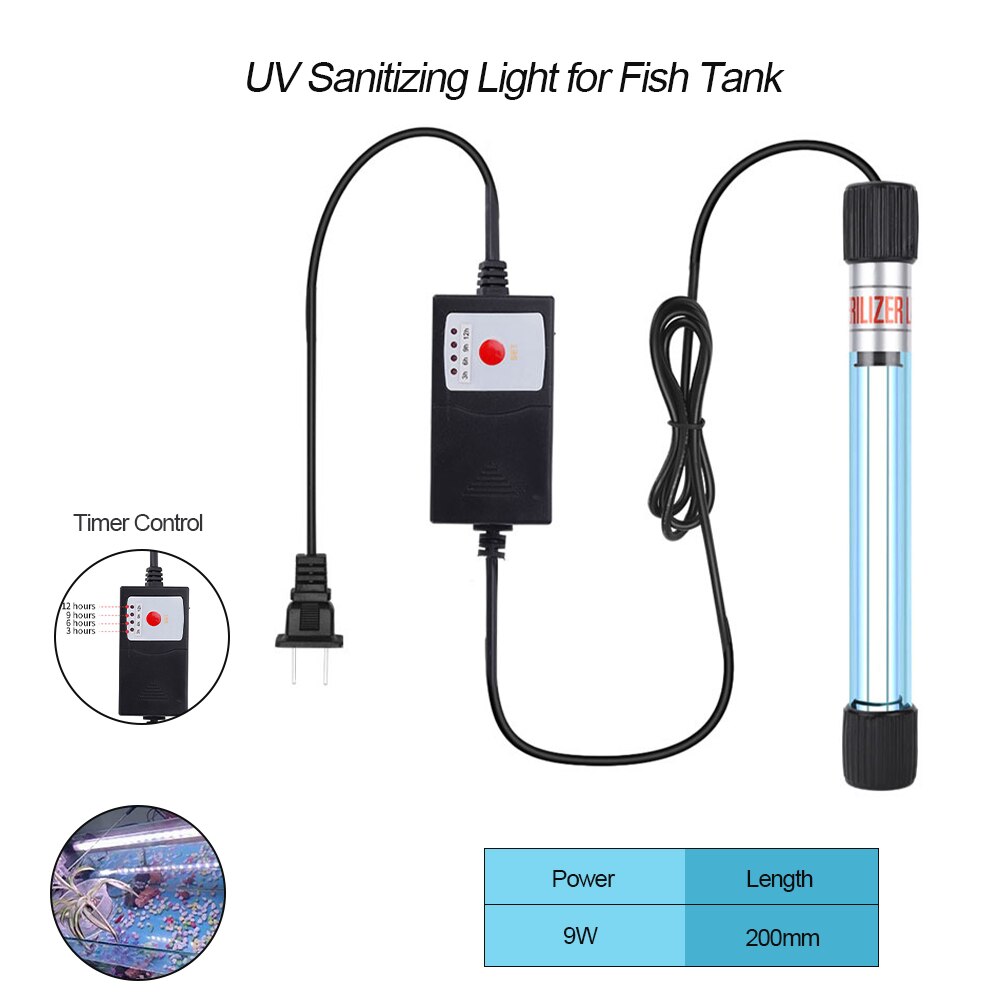 Uv-lamp voor aquariumreinigingstimer uv-ontsmettingslicht waterreiniging groene algen helder licht voor aquariumvijver eu/us-stekker: Wij -9w