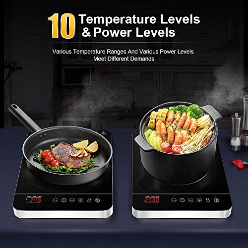 induction Hob, Induction Cooker Portable 2000W, Ceramic Glass Plate with LED Display Electric Hob Portable, Sensor Control