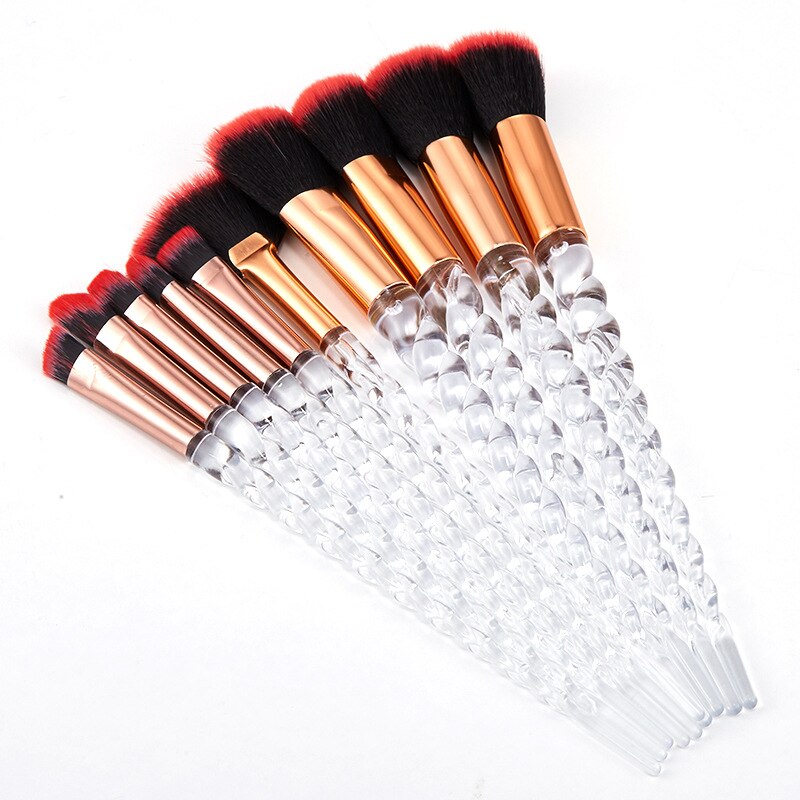 Set van 10 eenhoorn make-upkwasten, foundation, poeder, blush, cosmetische wimpers, oogschaduw, eyeliner, lippenkwast, make-upkwast, gereedschap: 9