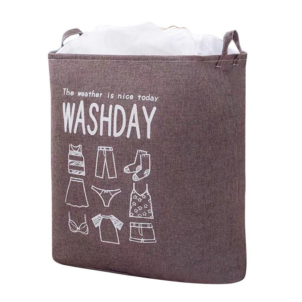 Waterproof Dust Collecting Bucket Hamper Washing Toy Dirty Clothes Storage Organizer Laundry Baskets Bin: Brown