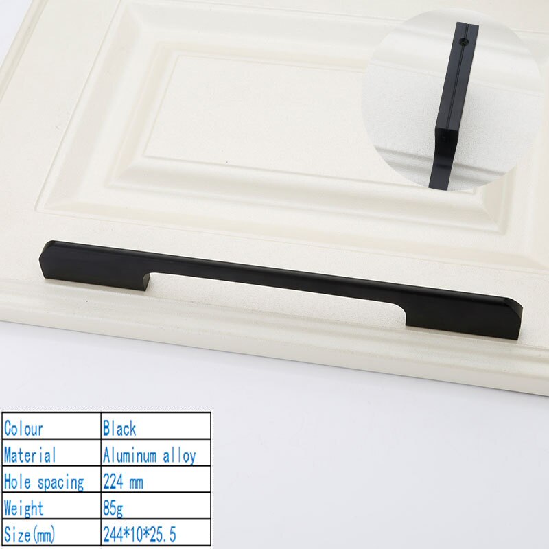 Pomos y tiradores de puerta minimalistas y modernos americanos, Tiradores para enfriador de vino, manijas de cocina, manijas para armario, manija para armario: Black 224